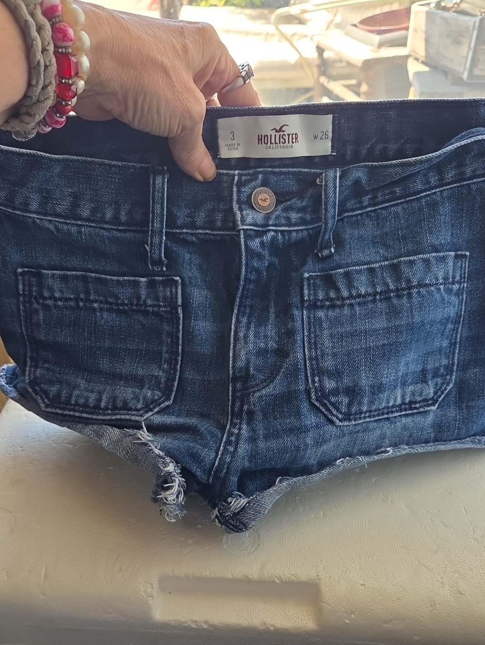 Hollister Dark Blue Denim Cutoff Shorts Bootie Shorts Unqiue Size 26 Y2k